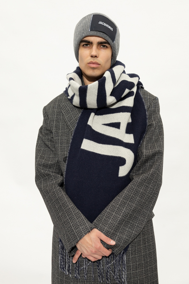 Navy blue Wool scarf with logo Jacquemus